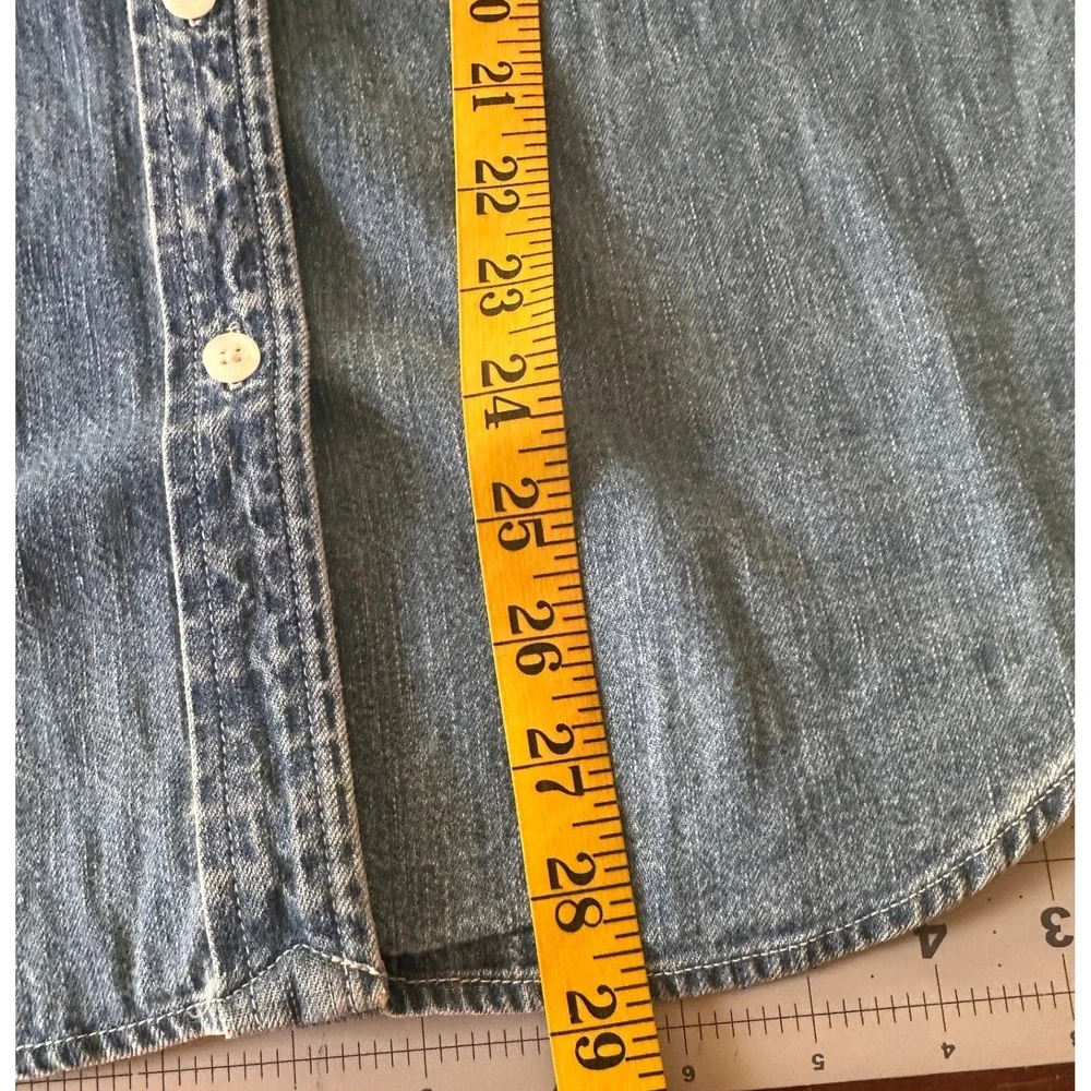 Lauren Jeans Co Ralph Lauren VTGE Denim Shirt SZ SM Blue Crest Logo Button Down - Picture 9 of 12